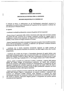 Protocollo d`intesa per la gestione dei beni sequestrati e