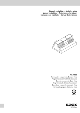 Manuale installatore - Installer guide Manuel installateur
