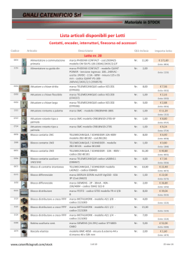 Lista articoli disponibili per Lotti