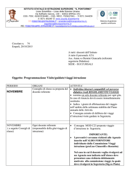 Oggetto: Programmazione Visite/guidate/viaggi istruzione