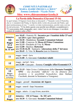 cp 150510 - Comunit&agrave; Pastorale Maria Madre presso la Croce