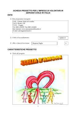 Scheda Progetto - Unione Amici di Lourdes