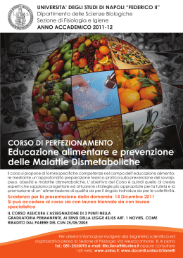 Educazione alimentare e prevenzione delle Malattie Dismetaboliche