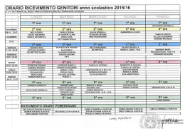 ORARIO RICEVIMENTO GENITORI anno scolastico 2015/16