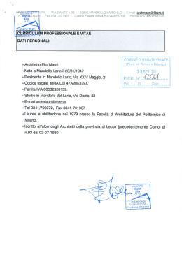 Curriculum Arch. Mauri - Comune di Usmate Velate