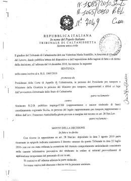 Sentenza definitiva avverso ricorso in
