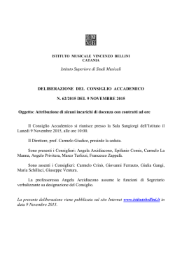 Deliberazione n. 62/2015 - Istituto Musicale Vincenzo Bellini
