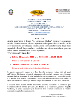 Open day – Liceo Lombardo Radice Catania