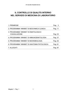 il controllo di qualit&agrave; interno nel servizio di medicina di laboratorio
