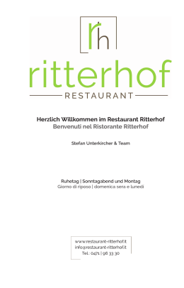 Herzlich Willkommen im Restaurant Ritterhof Benvenuti nel