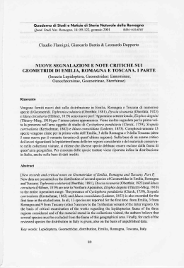 NUOVE SEGNALAZIONI E NOTE CRITICHE SUI GEOMETRIDI DI