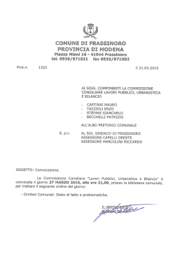 iani 16 - 41044 Frassinoro tei. 0536/971821 fax 0536/971992 Prot.n