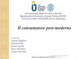 Il consumatore postmoderno - Università di Urbino