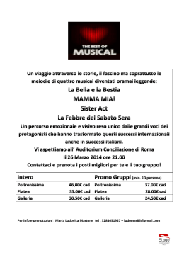 Per info e prenotazioni : Maria Ludovica Martone tel