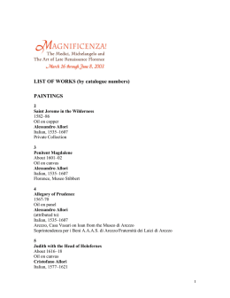 LIST OF WORKS (by catalogue numbers) PAINTINGS