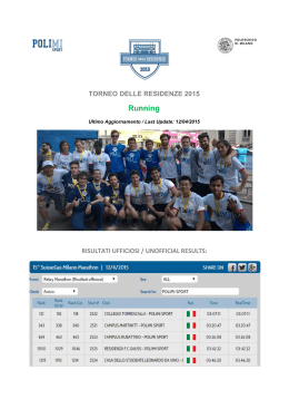 TORNEO DELLE RESIDENZE 2015: RUNNING