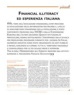 financial illiteracy ed esperienza italiana “il tema dellpeducazione