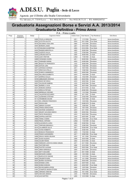 Graduatoria Assegnazioni Borse e Servizi A.A. 2013/2014