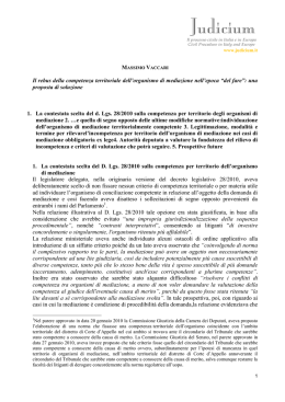Il rebus della competenza territoriale dell`organismo di mediazione