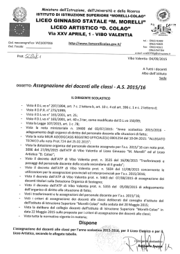 ASSEGNAZIONI DOCENTI ALLE CLASSI - IIS Morelli