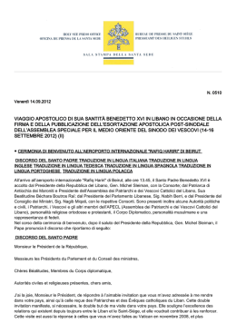 viaggio apostolico di sua santit&agrave; benedetto xvi in