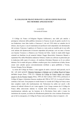 IL COLLEGE DE FRANCE DURANTE LA RIVOLUZIONE