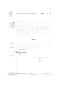 Universit&agrave; degli Studi di Perugia DR n. 1 21 4
