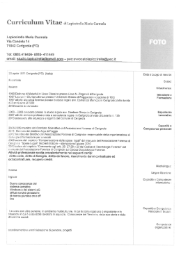 Curriculum Vitae di Lapiccireiia Maria Carmela