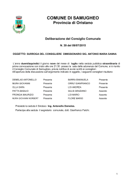 Deliberazione di surroga consigliere Sanna Antonio Maria