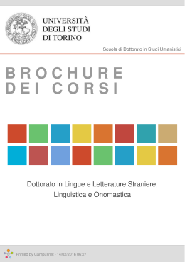 Brochure dei corsi  - Dottorato in Lingue e Letterature Straniere