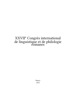 XXVIIe Congrès international de linguistique et de philologie