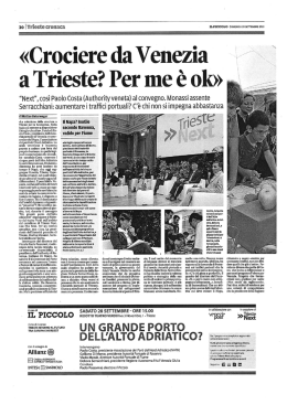 &laquo;Crociere da Venezia a Trieste? Per me &egrave; ok&raquo;