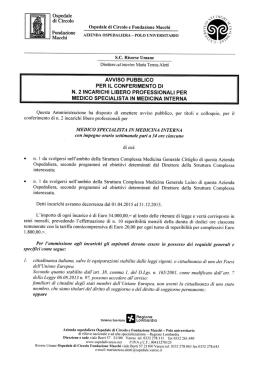 n. 2 inc lib prof Medico spec Medicina Interna Cittiglio Luino marzo