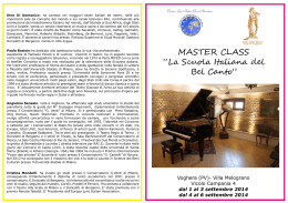 MASTER CLASS “La Scuola Italiana del Bel Canto”