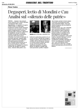 Degasperi, lectio di Mondini e Cau Analisi sul silenzio delle patrie