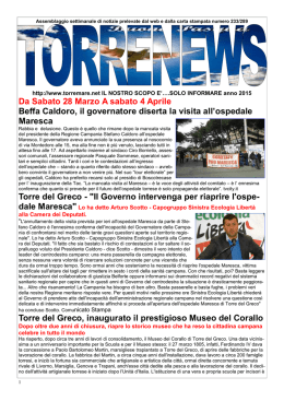 TORRENEWS 289 dal 28 Marzo al 4 Aprile 2015