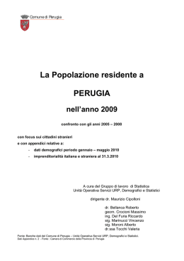 La popolazione residente a Perugia nell`anno