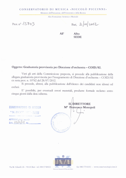 Decreto graduatoria provvisoria direzione orchestra prot. 15705 del
