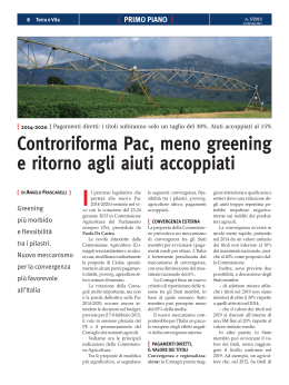 Controriforma Pac, meno greening e ritorno agli aiuti