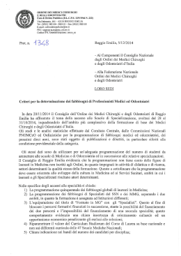 Criteri per la determinazione dei fabbisogni dei Professionisti Medici