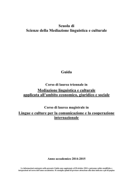 Scuola di Scienze della Mediazione linguistica e culturale Guida