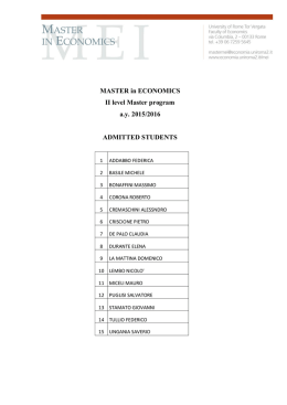 MASTER in ECONOMICS II level Master program a.y.