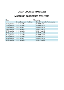 crash courses` timetable master in economics 2012/2013