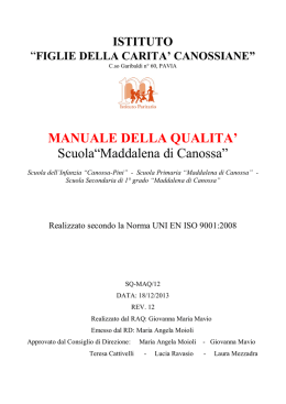 MANUALE DELLA QUALITA` Scuola&ldquo;Maddalena di Canossa&rdquo;