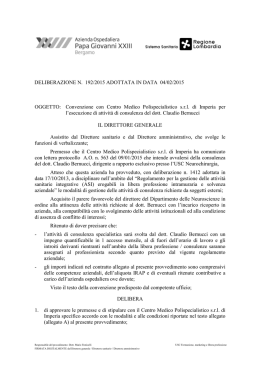 OGGETTO: Convenzione con Centro Medico Polispecialistico srl di