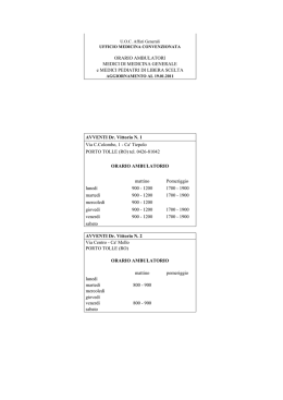 ORARIO AMBULATORI MEDICI DI MEDICINA
