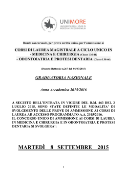 MEDICINA E CHIRURGIA - Universit&agrave; degli studi di Modena e