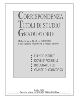 CORRISPONDENZA TITOLI DI STUDIO GRADUATORIE