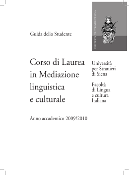 Corso di Laurea in Mediazione linguistica e culturale