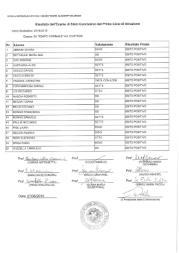 RISULTATO FINALE ESAME DI STATO CONCLUSIVO DEL 1